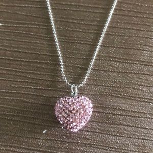 Pink crystal heart necklace